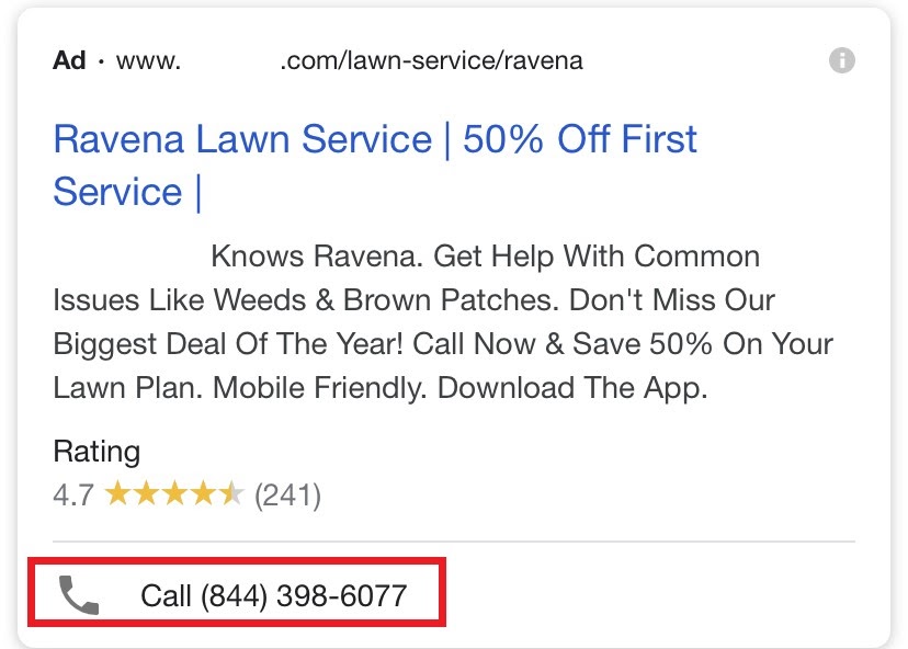 Google ads extensions includes call extensions